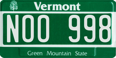 VT license plate NOO998