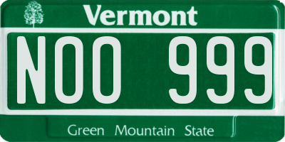 VT license plate NOO999