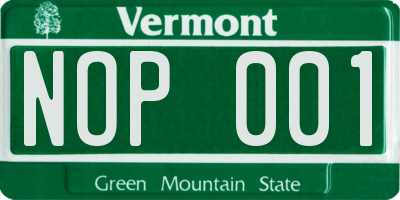 VT license plate NOP001