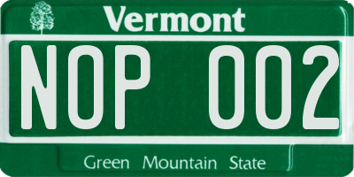 VT license plate NOP002