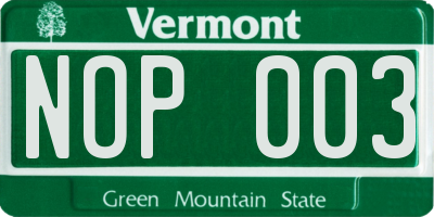 VT license plate NOP003