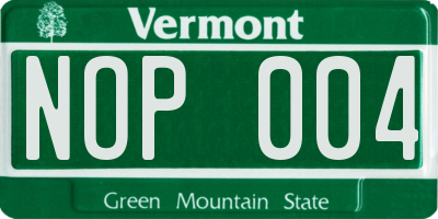 VT license plate NOP004