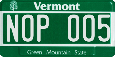 VT license plate NOP005