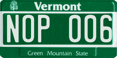VT license plate NOP006