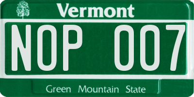 VT license plate NOP007