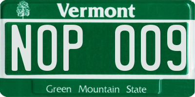 VT license plate NOP009