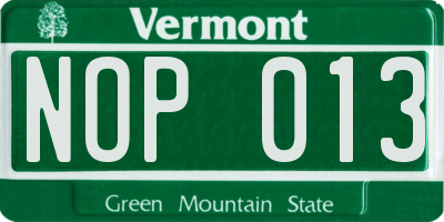 VT license plate NOP013