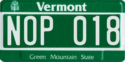 VT license plate NOP018