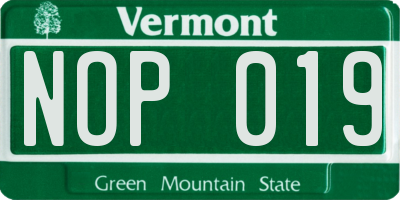 VT license plate NOP019