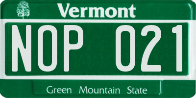 VT license plate NOP021