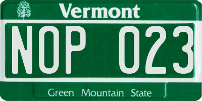 VT license plate NOP023