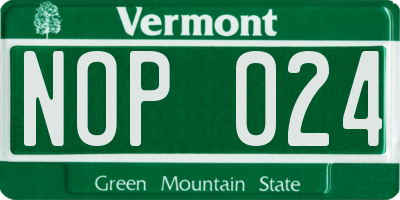 VT license plate NOP024