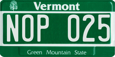 VT license plate NOP025