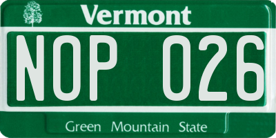 VT license plate NOP026