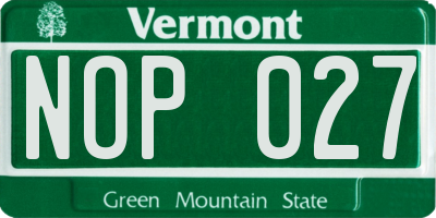 VT license plate NOP027