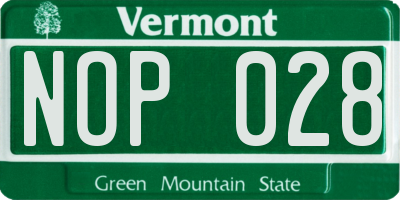 VT license plate NOP028
