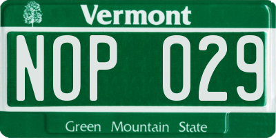 VT license plate NOP029
