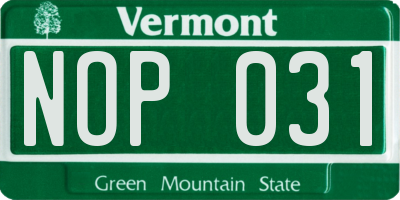 VT license plate NOP031