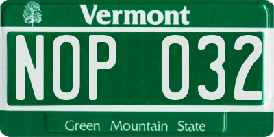 VT license plate NOP032