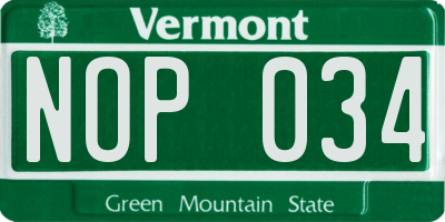 VT license plate NOP034