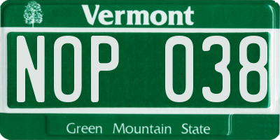 VT license plate NOP038