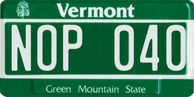 VT license plate NOP040