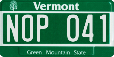 VT license plate NOP041