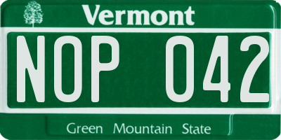 VT license plate NOP042