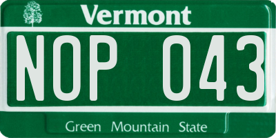 VT license plate NOP043