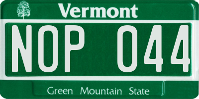VT license plate NOP044