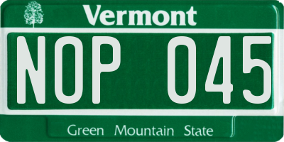 VT license plate NOP045