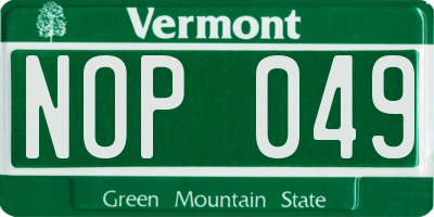 VT license plate NOP049
