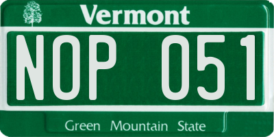 VT license plate NOP051