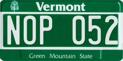 VT license plate NOP052