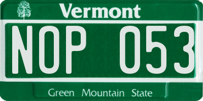 VT license plate NOP053
