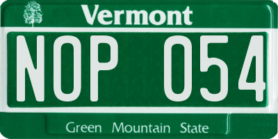VT license plate NOP054