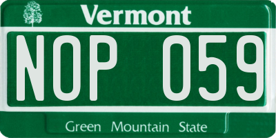 VT license plate NOP059