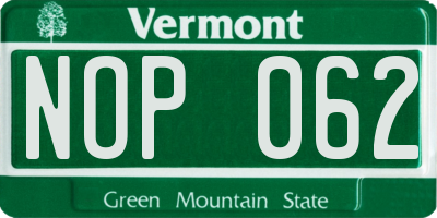 VT license plate NOP062