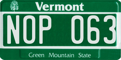 VT license plate NOP063