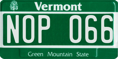 VT license plate NOP066
