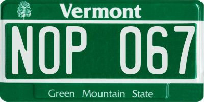 VT license plate NOP067