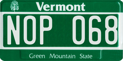 VT license plate NOP068