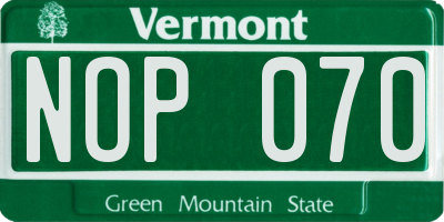 VT license plate NOP070