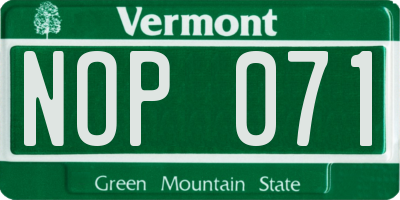 VT license plate NOP071