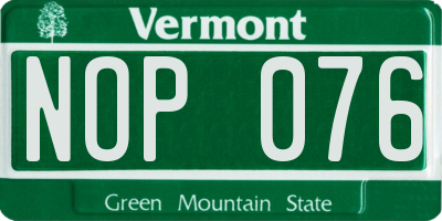 VT license plate NOP076