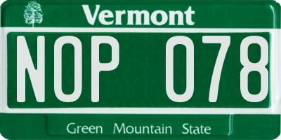 VT license plate NOP078