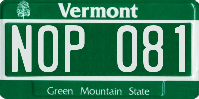 VT license plate NOP081