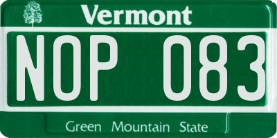 VT license plate NOP083