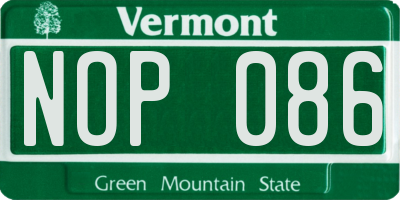 VT license plate NOP086