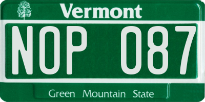 VT license plate NOP087